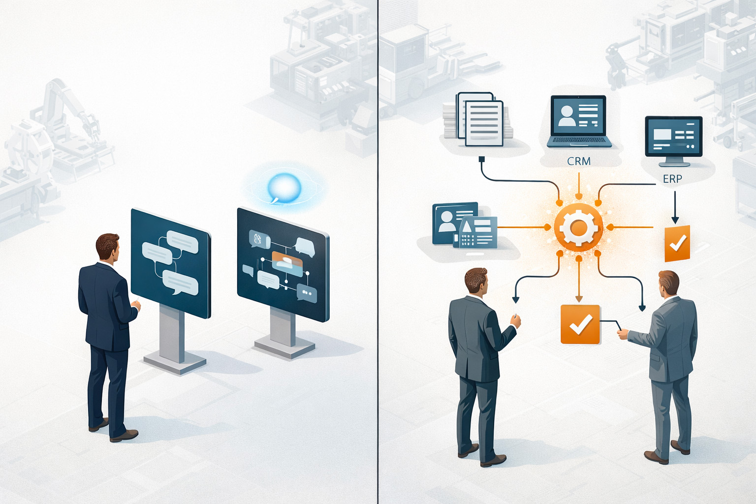 Illustration comparant chatbot conversationnel et agent IA
